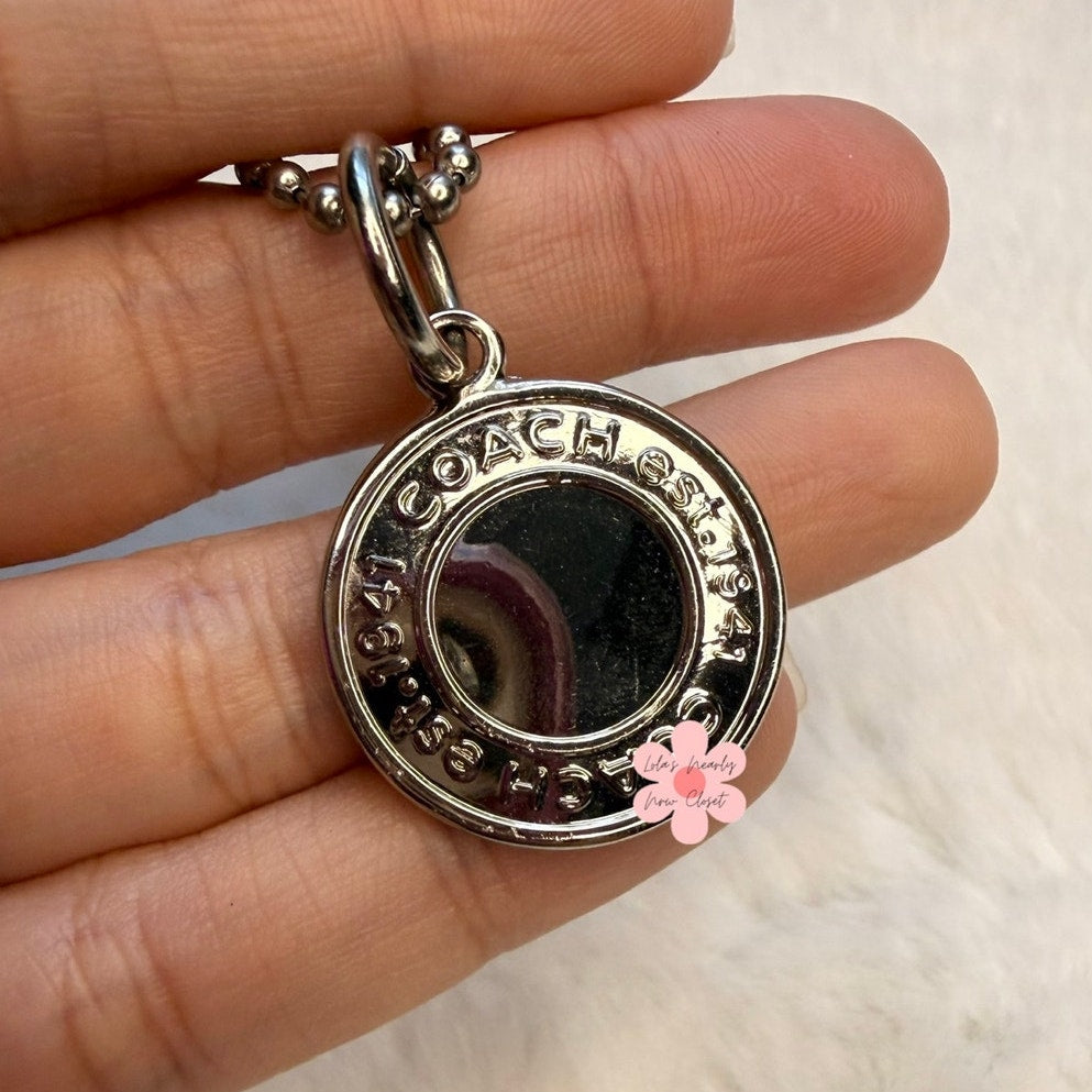 1" Coach Metal Circle Hangtag Hang Tag Bag Charm