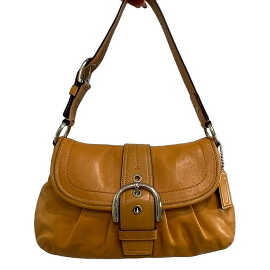 Y2K COACH Pleated Mustard Soho Buckle Flap Shoulder Bag