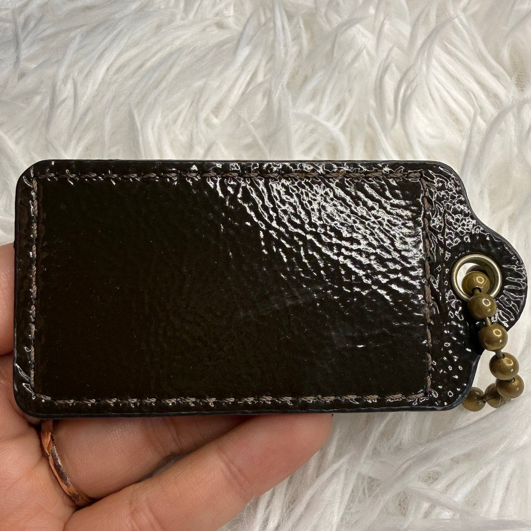 3" COACH Patent Leather Brown Fob Bag Charm Hang tag Hangtag