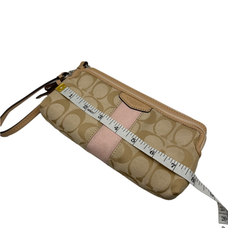COACH Tan Signature Canvas Wristlet  Wallet