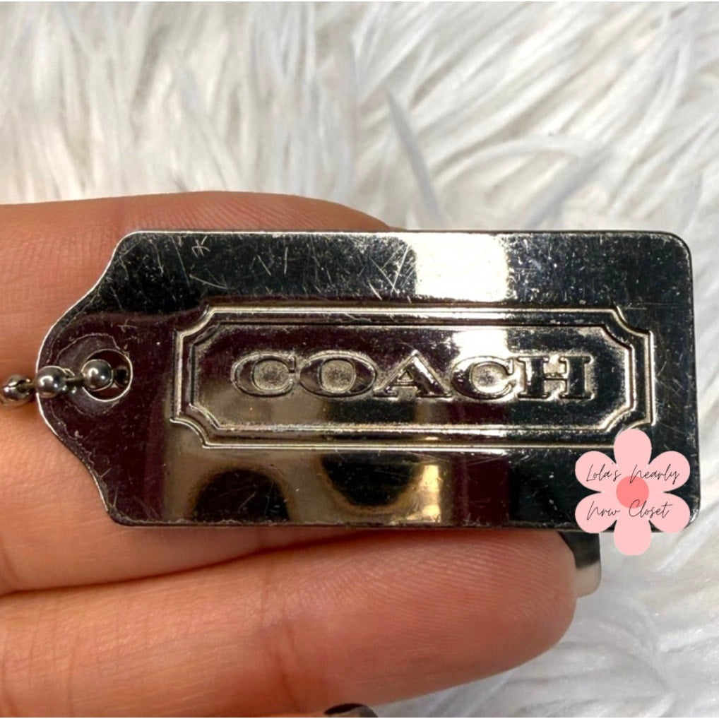 1.5” y2k COACH Vintage Silver Fob Bag Charm Hang tag Hangtag