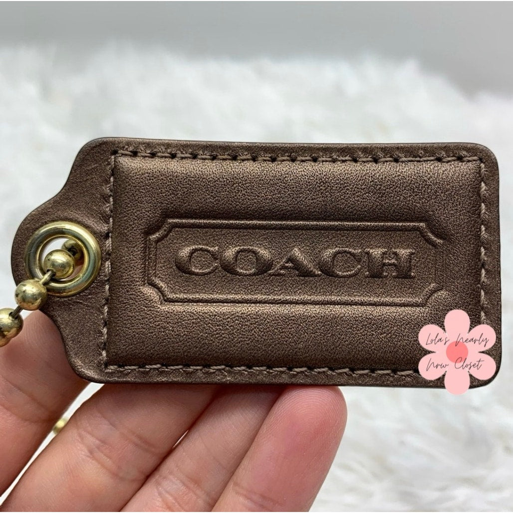 2.5" COACH Brown Fob Bag Charm Hang tag Hangtag