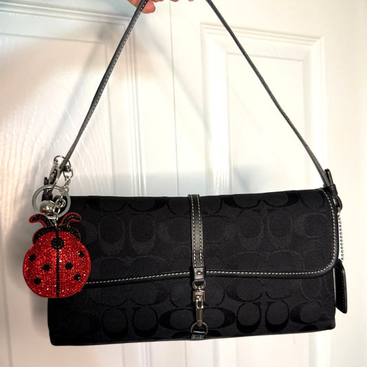 y2k Coach Vintage Signature Black Baguette Bag Mini Shoulder Bag