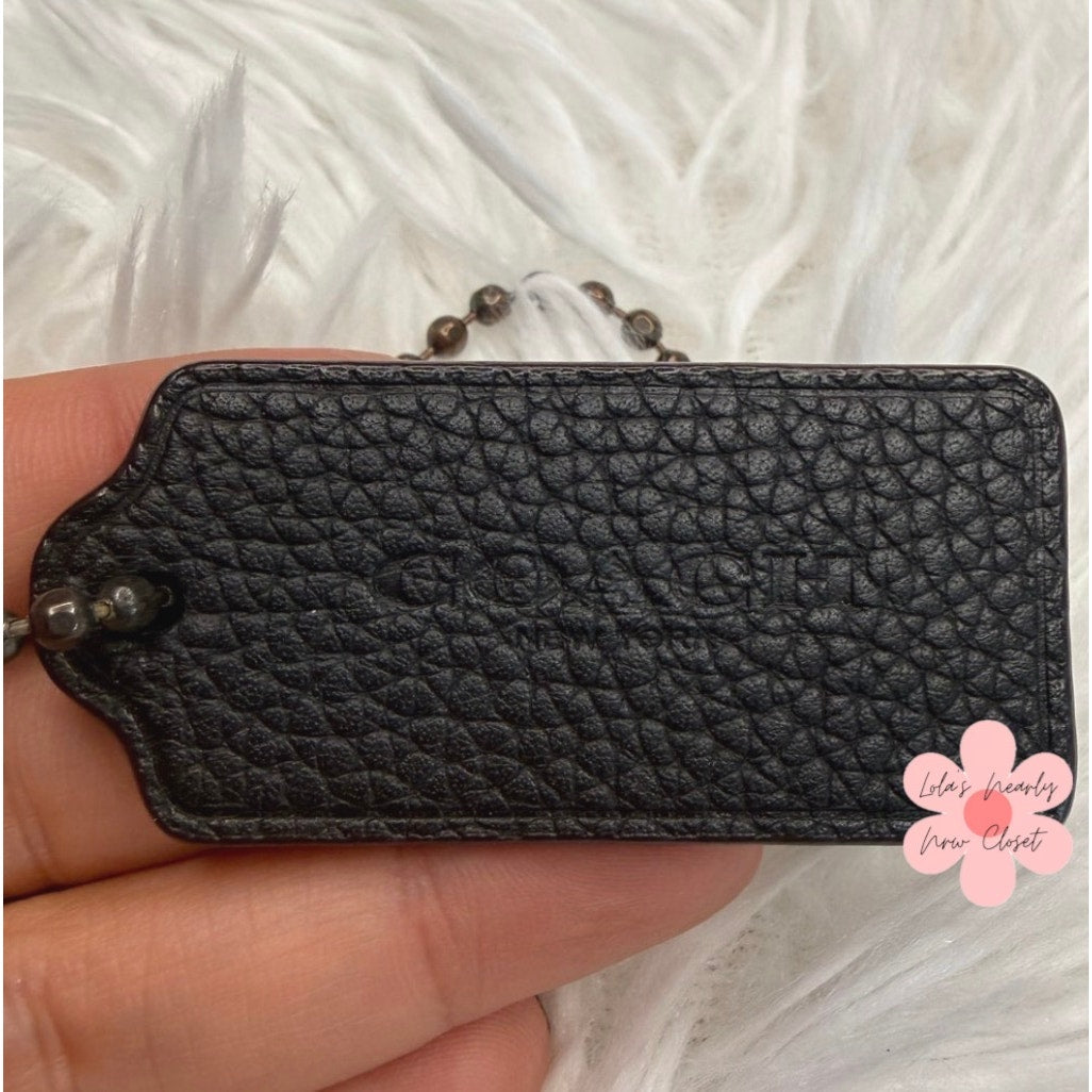 2" COACH Black Fob Bag Charm Hang tag Hangtag