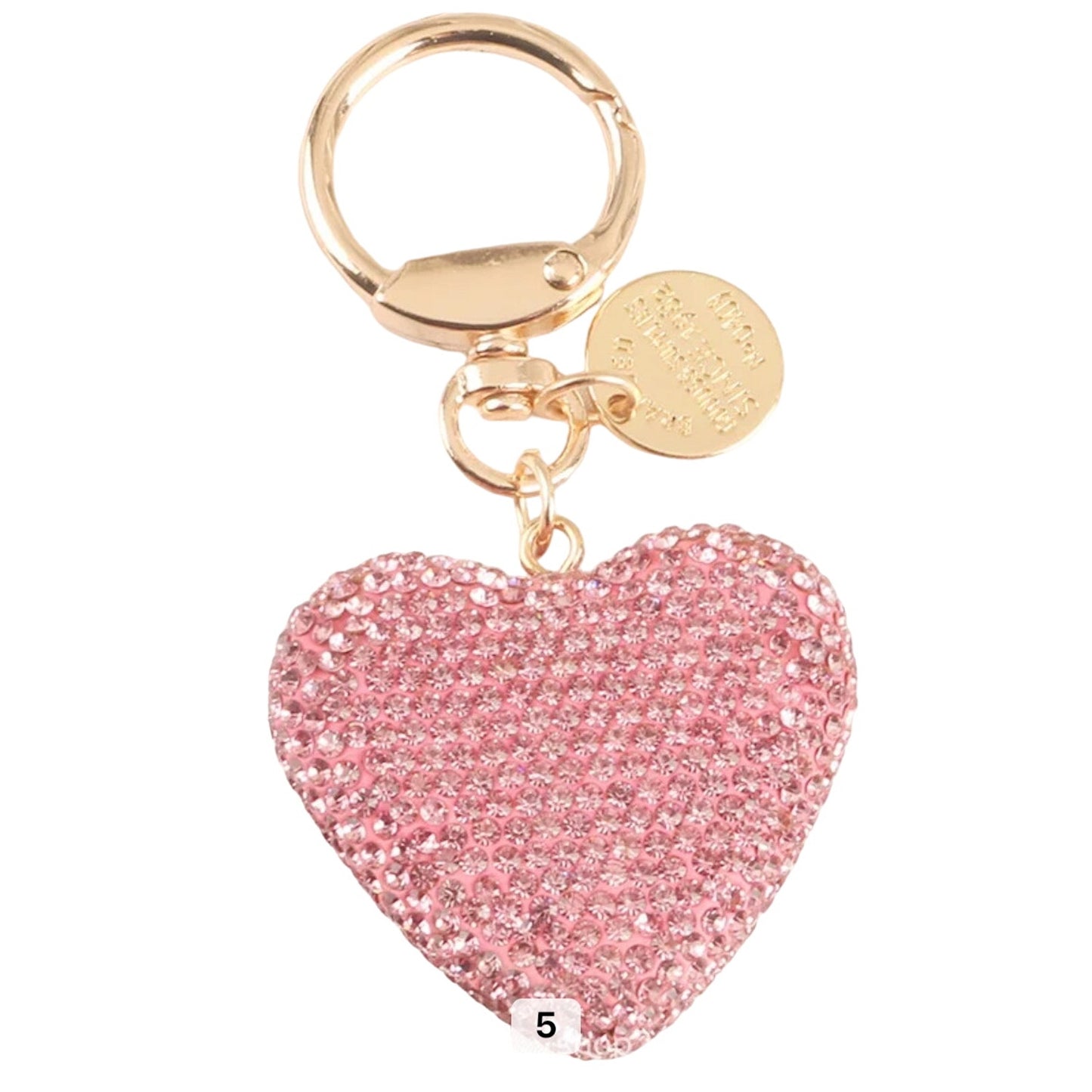 Blue (1) Rhinestone Heart Keychain Couple Peach Crystal Handbag Purse charm