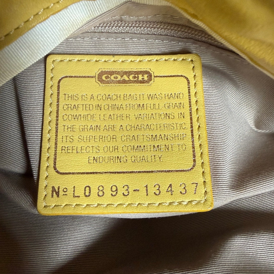 COACH y2k Parker Hobo Handbag Kisslock Yellow Leather Shoulder Bag Purse