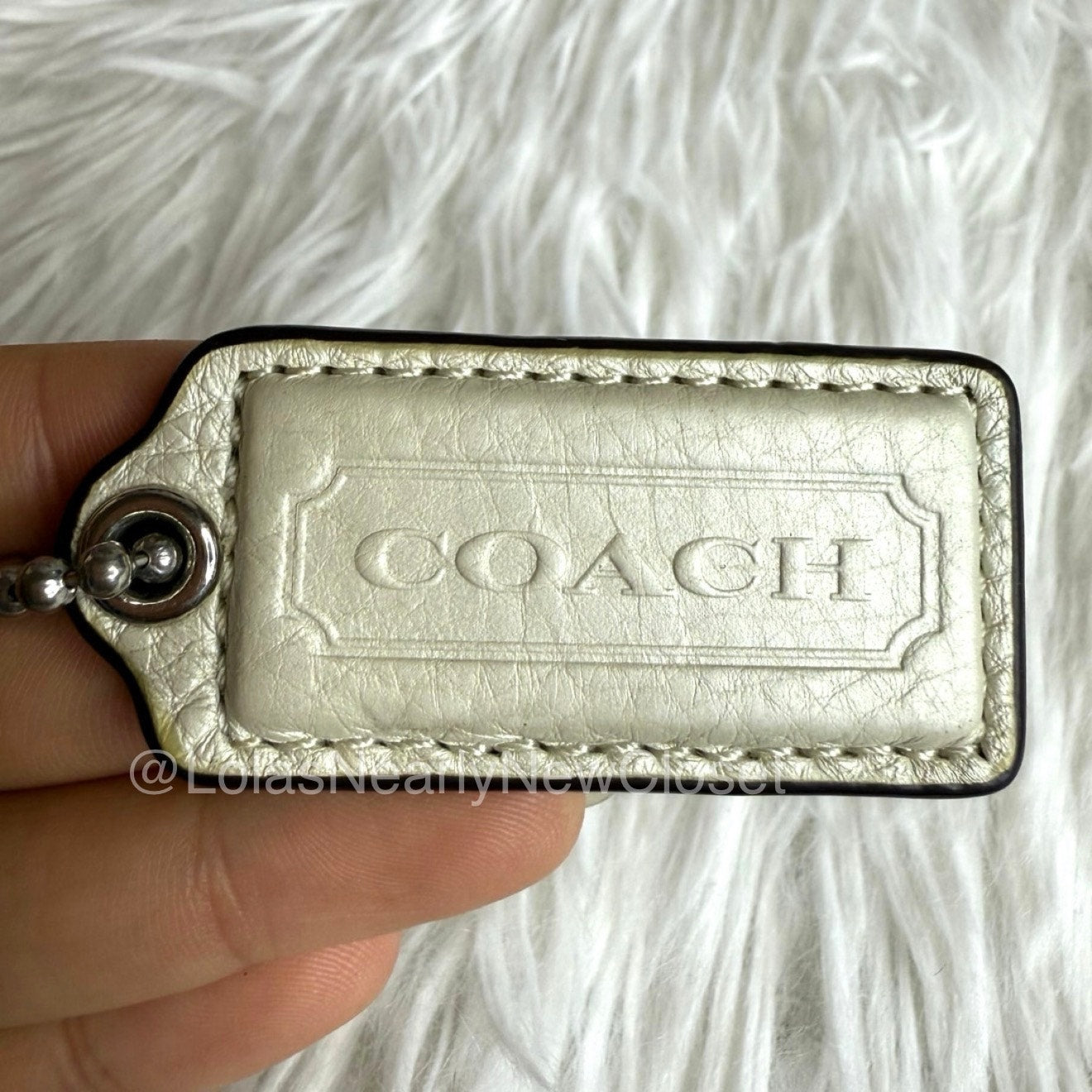 2" COACH Ivory Fob Bag Charm Hang tag Hangtag