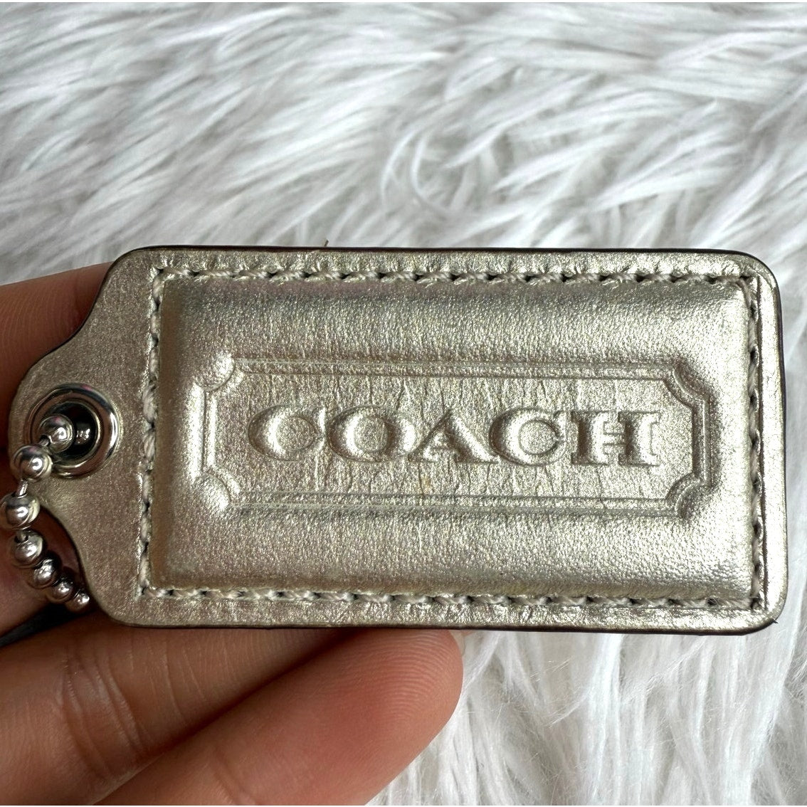 2.5" COACH Silver Fob Bag Charm Hang tag Hangtag