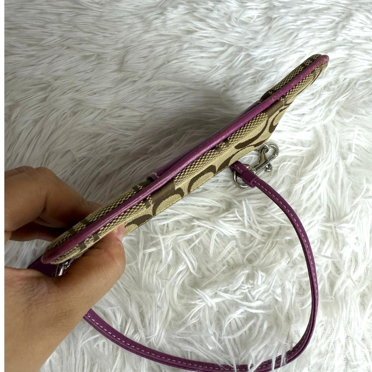 COACH y2k Purple Brown Signature Canvas Wristlet