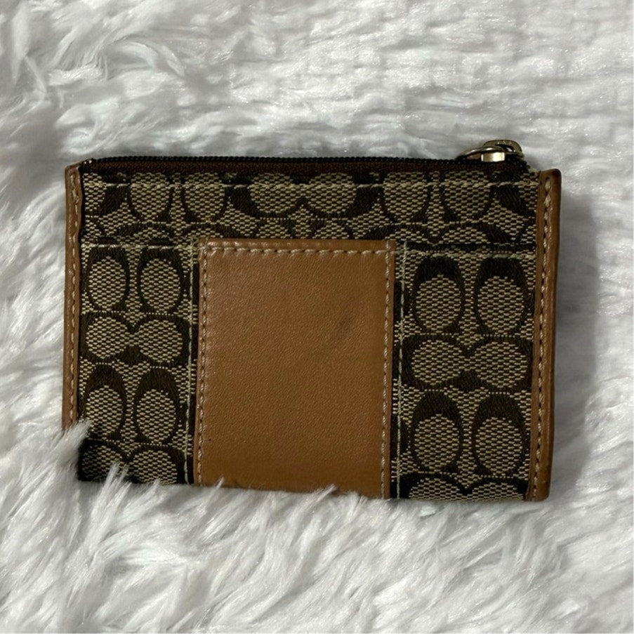 Y2K COACH Brown Canvas Card Holder Coin Purse Wallet