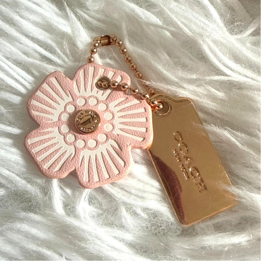 1" COACH Gold Tea Rose Flower Floral Bag Charm Hang Tag