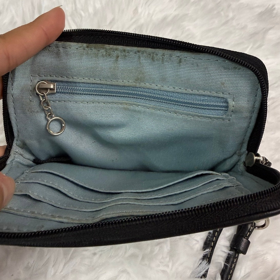 COACH Black White Signature Coated Canvas Wristlet