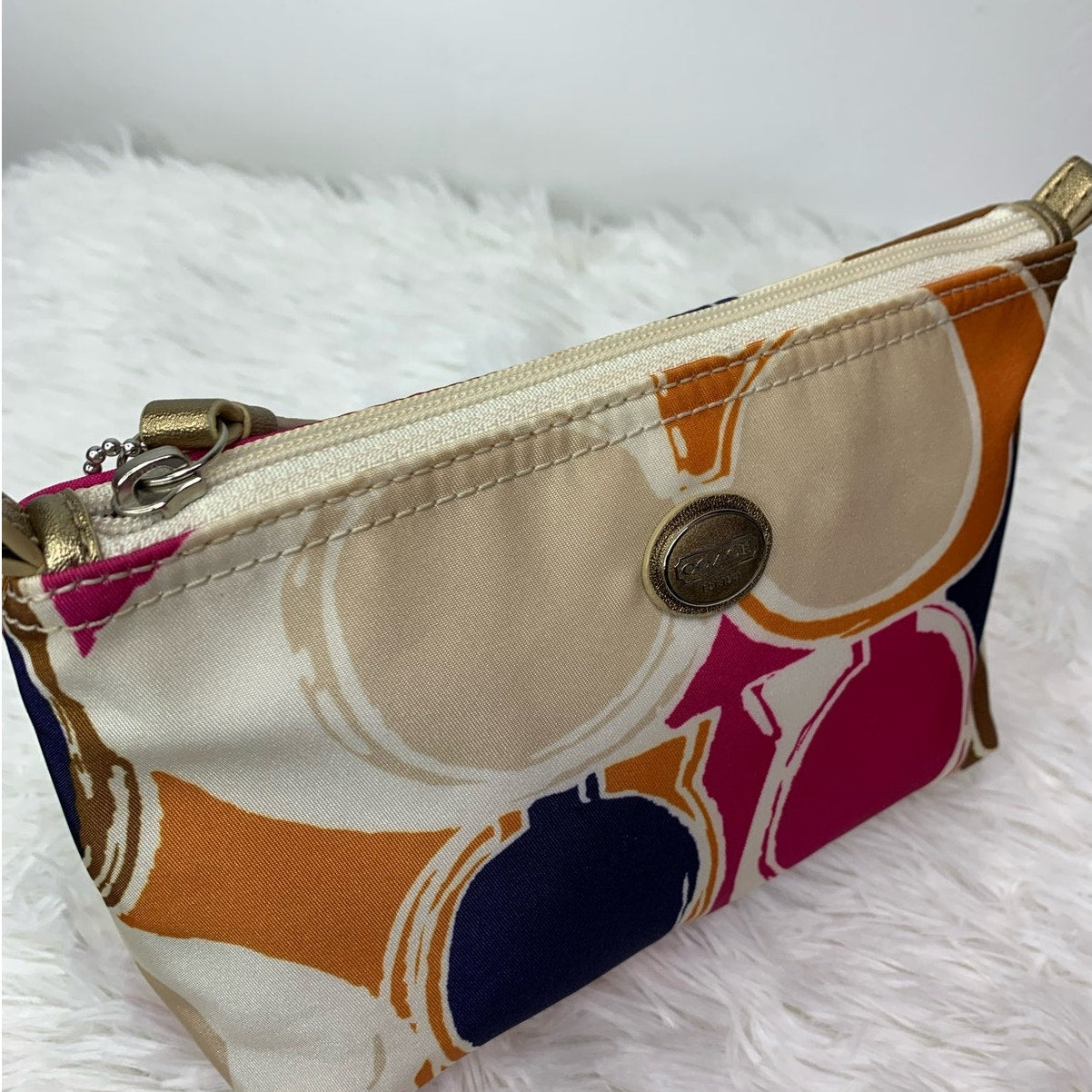 COACH Signature Cosmetic Case Make Up Bag Pouch