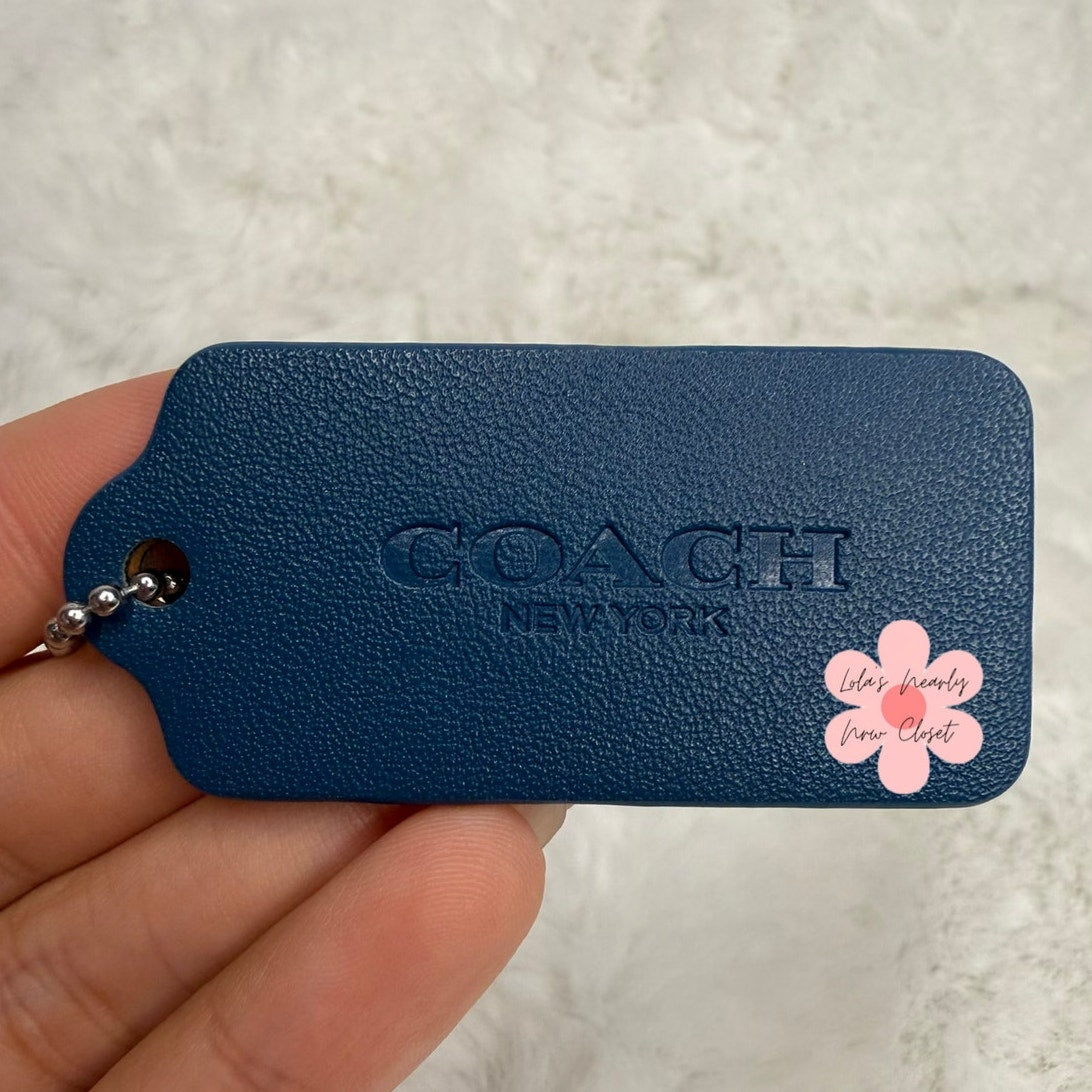 2" COACH Blue Fob Bag Charm Hang tag Hangtag