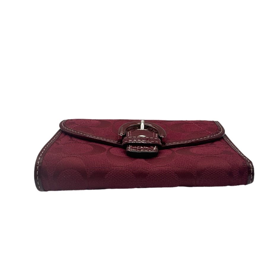 COACH Burgundy Signature Canvas Wallet