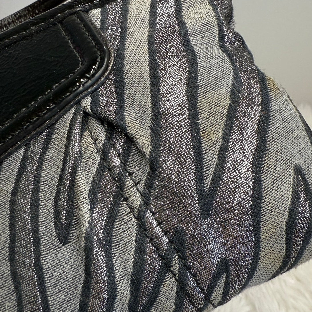 y2k COACH Zebra Silver Print Black Metallic Mini Purse / Wristlet