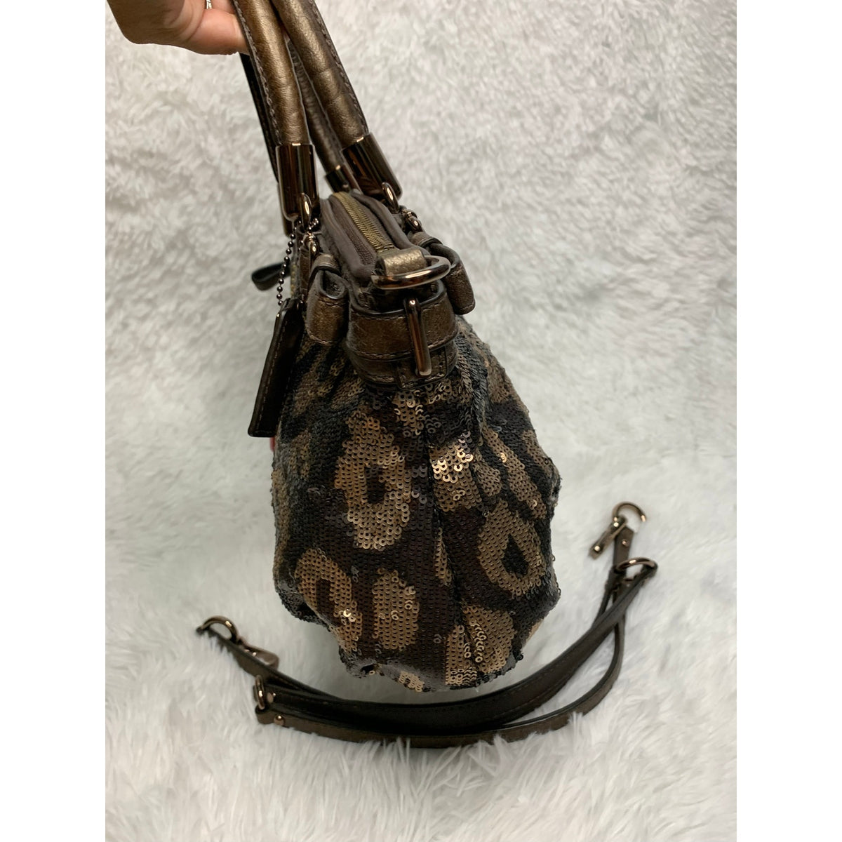 Coach Bag Madison 2011 Sequins Bronze Mini Sophia Satchel Bag