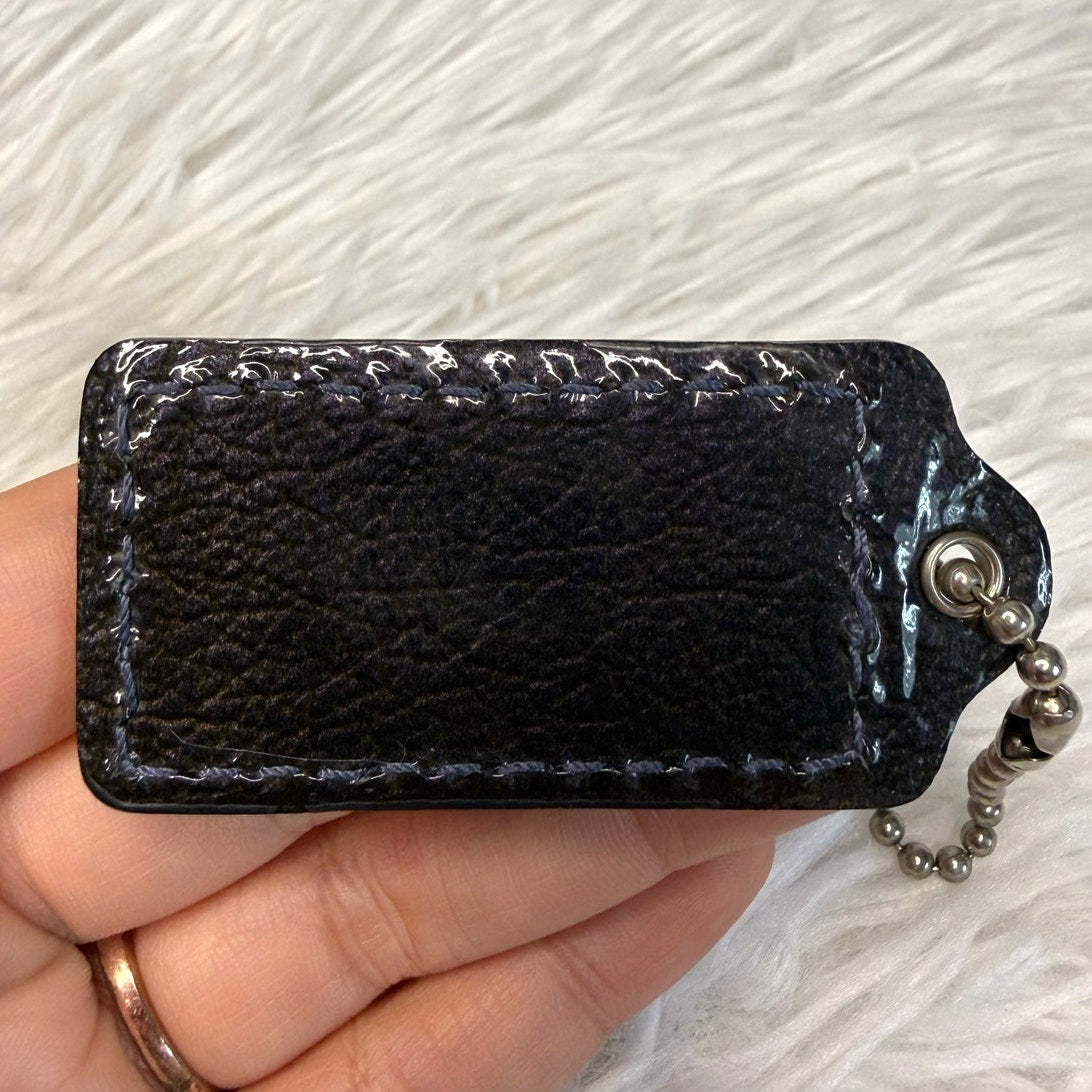 2" COACH Dark Blue Texture Fob Bag Charm Hang tag Hangtag