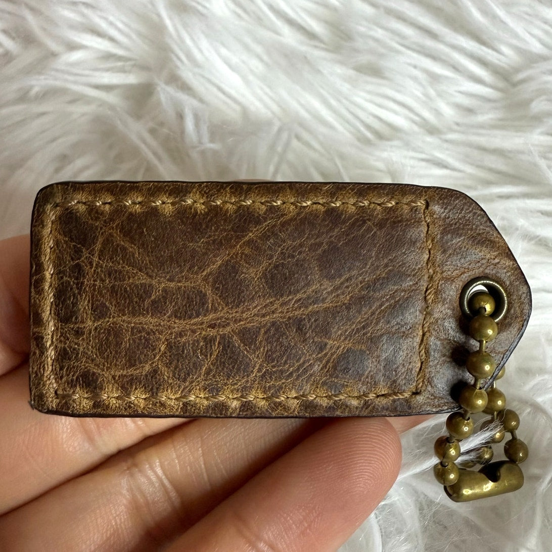 2" y2k COACH Brown Fob Bag Charm Hang tag Hangtag