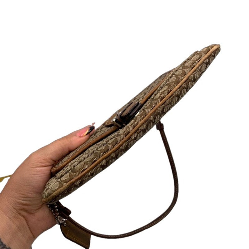 y2k COACH Brown Signature Canvas Wristlet