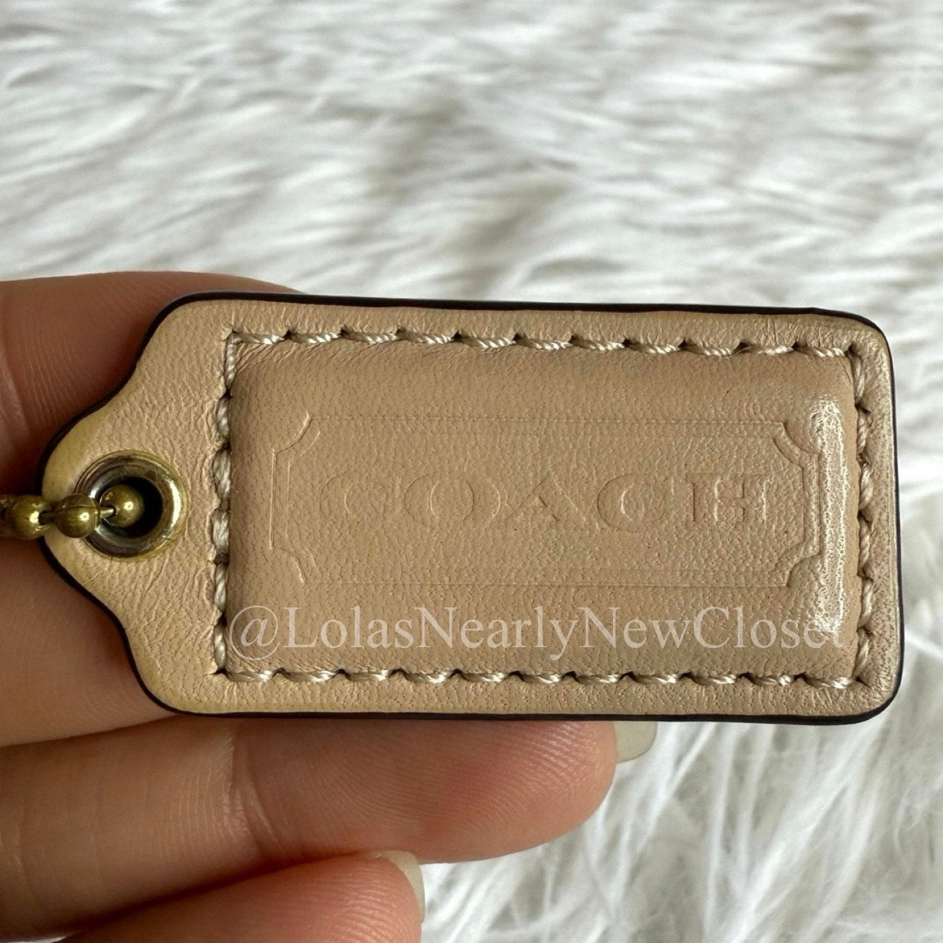1.5" COACH Tan Fob Bag Charm Hang tag Hangtag