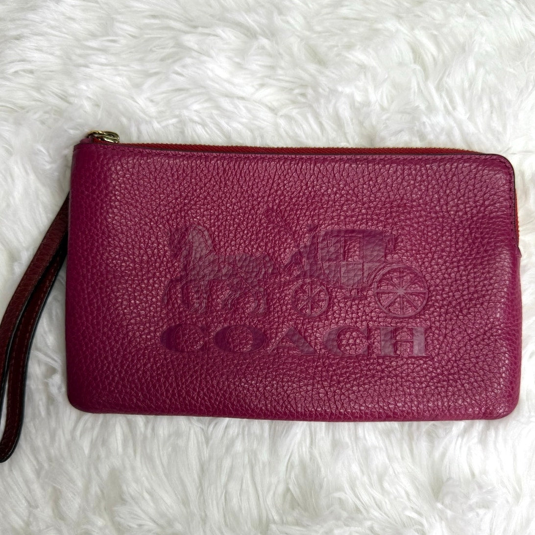 COACH Corner Zip Wristlet With Horse And Carriage