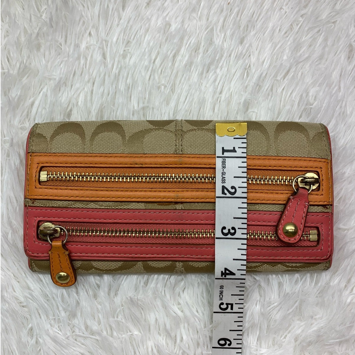 COACH  Signature Canvas Double Zipper Wallet