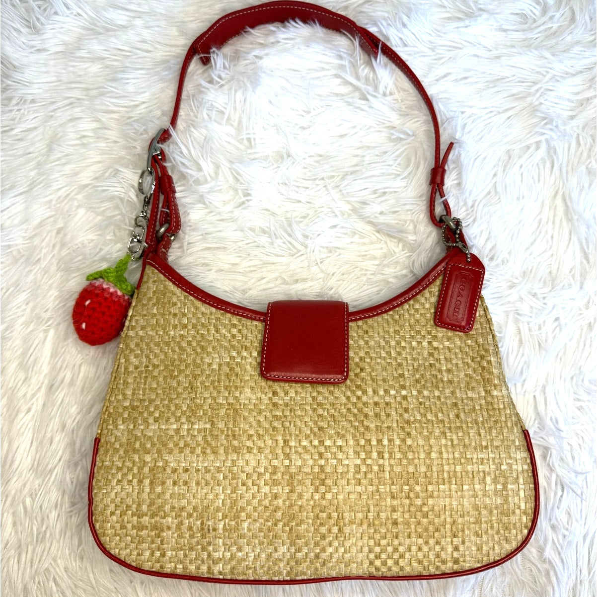y2k COACH Vintage 8159 Straw Shoulder Bag