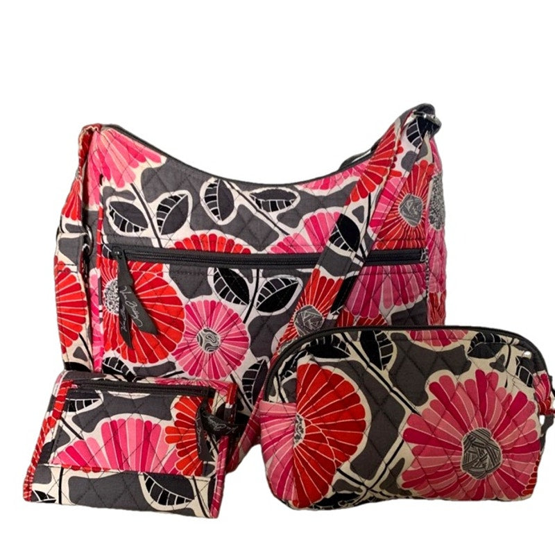 VERA BRADLEY Quilted Floral Bundle set of 3 Crossbody, Wallet, & Cosmetic Case