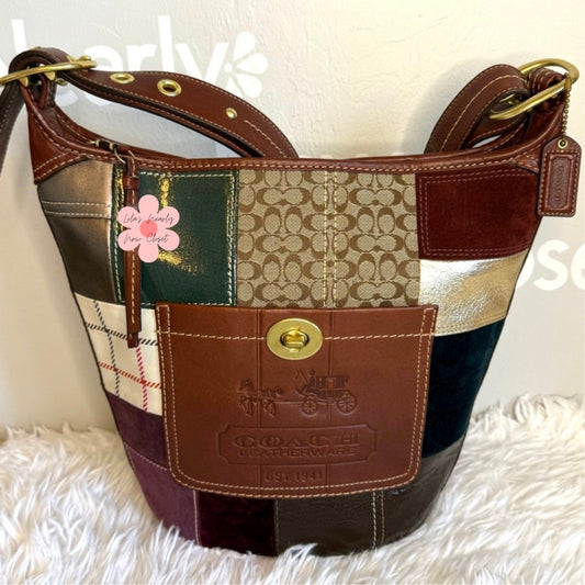 y2k Coach Bleeker 11356 Holiday Patchwork Hobo Bag Purse