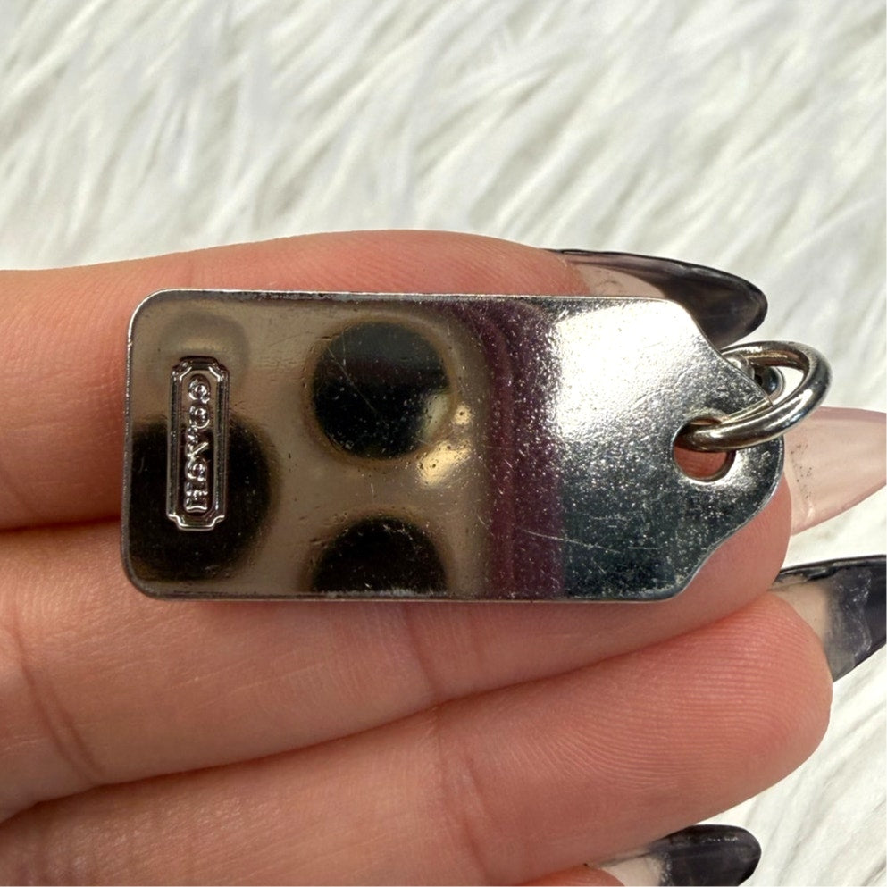 1" COACH Metal Silver Fob Bag Charm Hang tag Hangtag