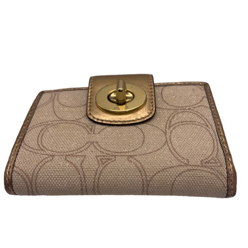 COACH Brown Gold Signature Canvas Wallet