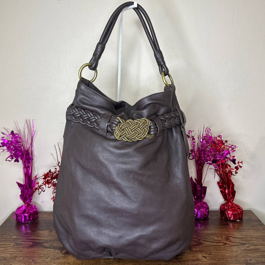 AQUA MADONNA Brown Bucket Style Handbag