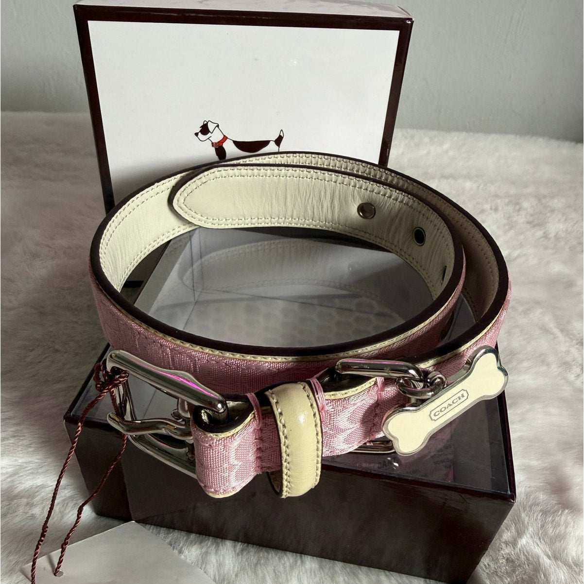 y2k NWB COACH Leather Canvas Dog Collar Large