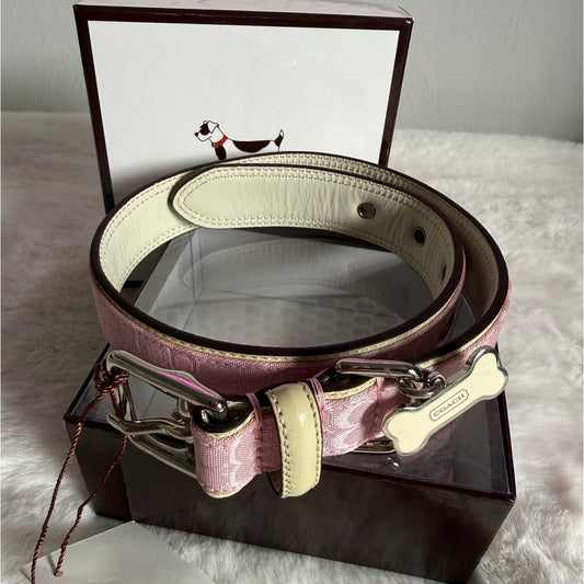 y2k NWB COACH Leather Canvas Dog Collar Large