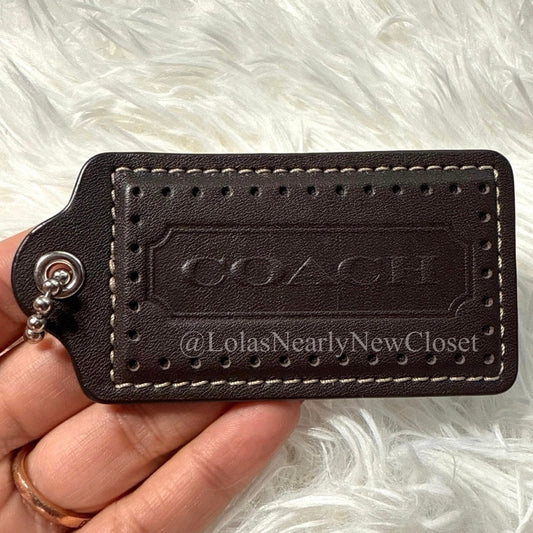 3" COACH Brown Fob Bag Charm Hang tag Hangtag