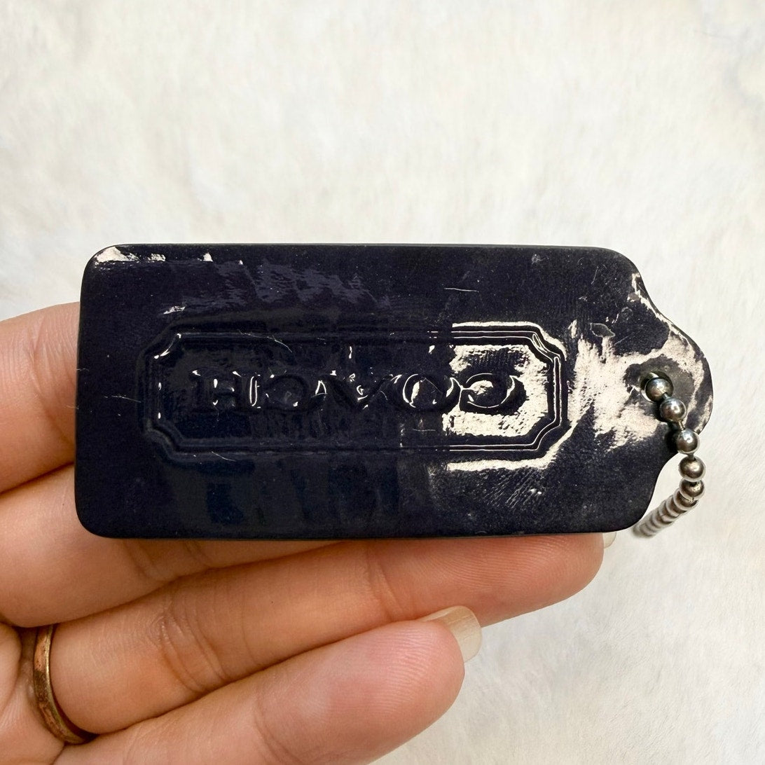 2" COACH Purple Shiny Fob Bag Charm Hang tag Hangtag