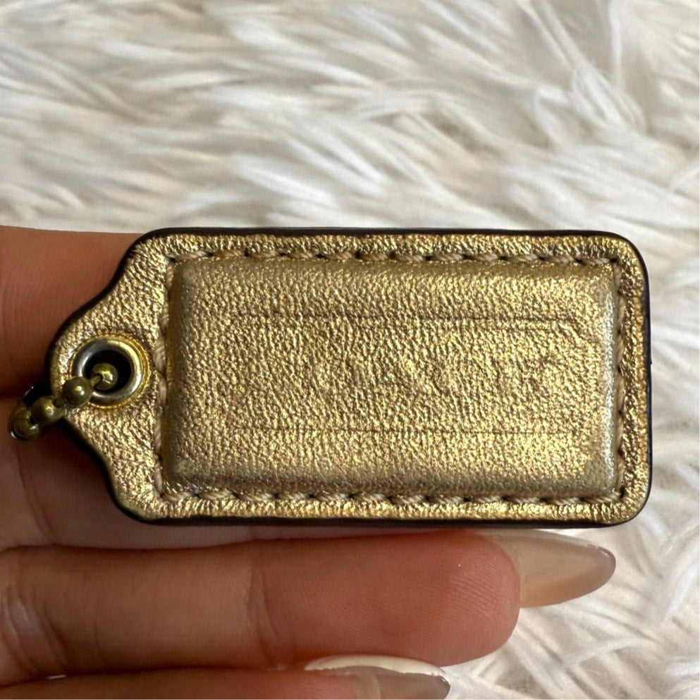 1.5" COACH Gold Fob Bag Charm Hang tag Hangtag