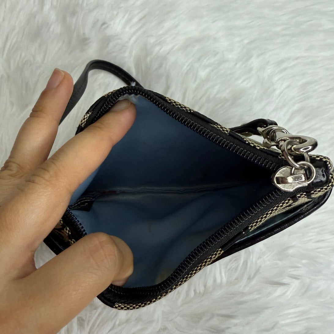 SALE COACH Black Gray Signature Canvas Wristlet