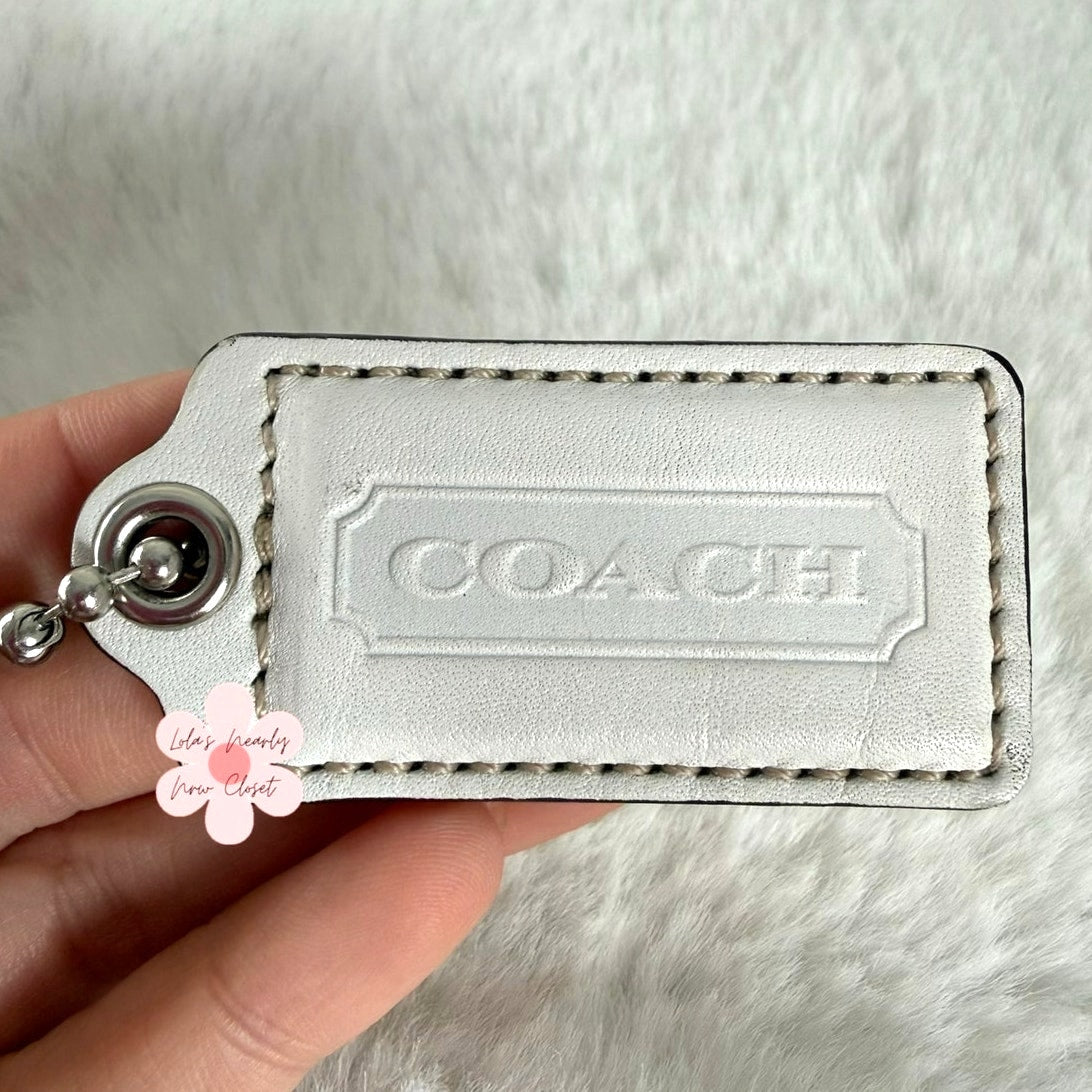 2" COACH White Fob Bag Charm Hang tag Hangtag