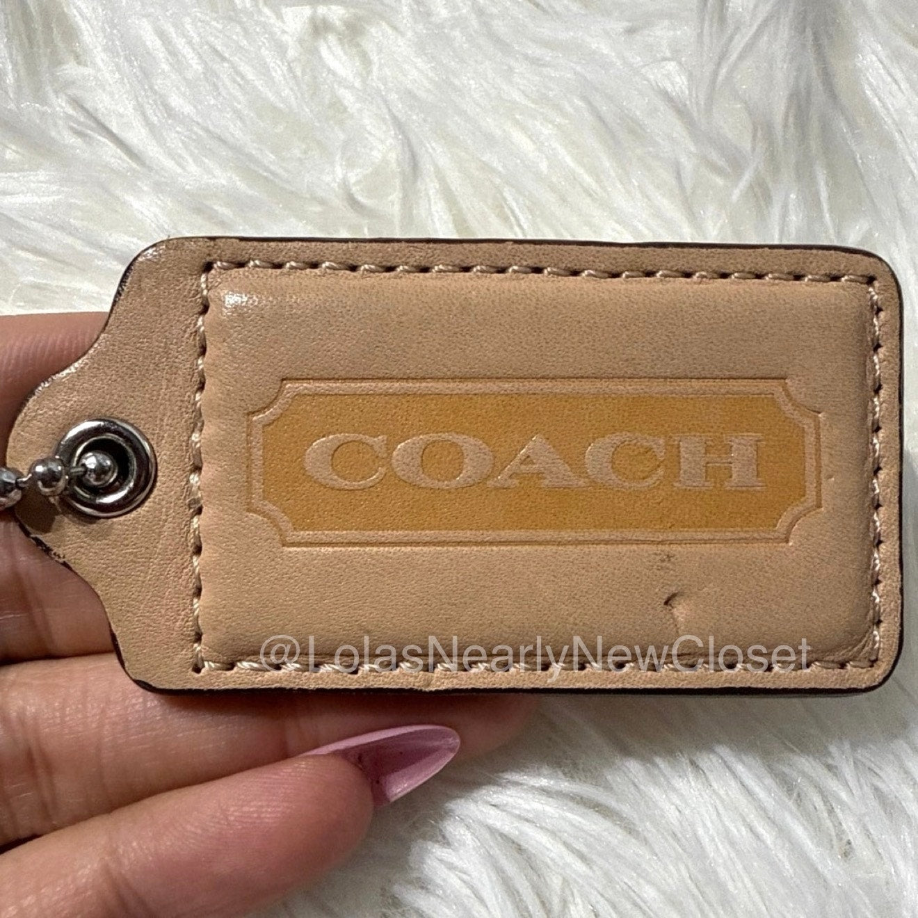 2.5" COACH Nude Tan Fob Bag Charm Hang tag Hangtag