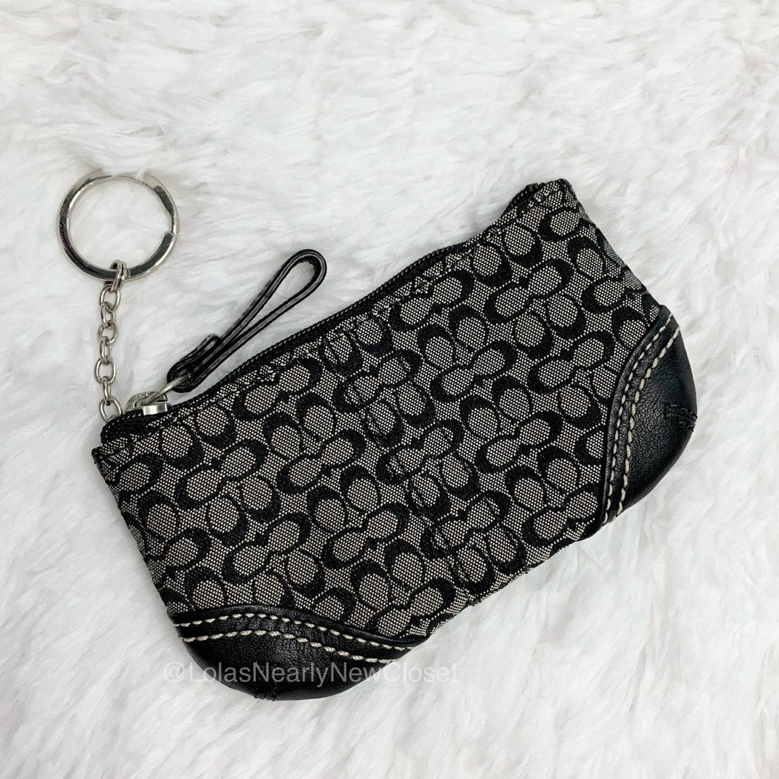 y2k Coach Black Coin Purse Wallet Key Ring