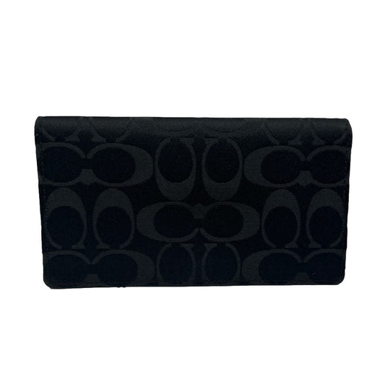 COACH Black Signature Canvas Checkbook Holder