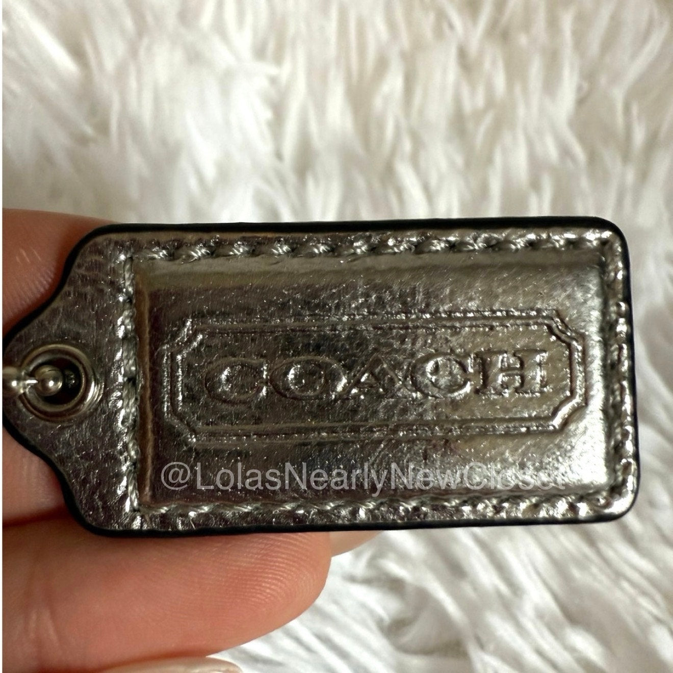 1.5" COACH Silver Fob Bag Charm Hang tag Hangtag