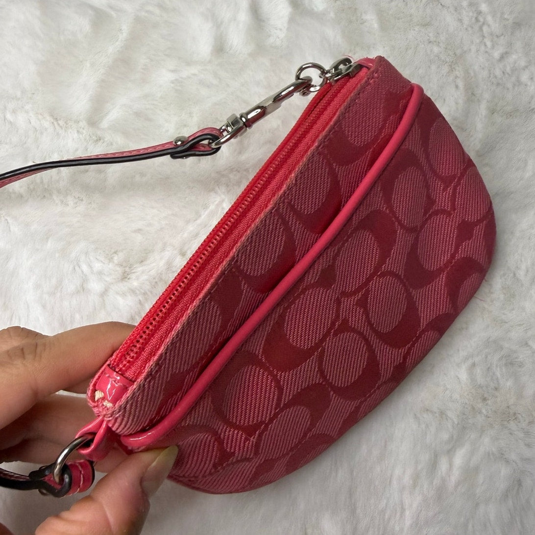 COACH Pink Signature Canvas Wristlet