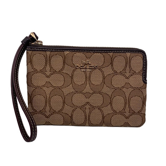 COACH Brown Signature Canvas Wristlet