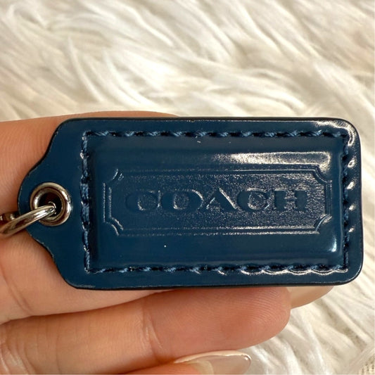1.5" COACH Blue Fob Bag Charm Hang tag Hangtag