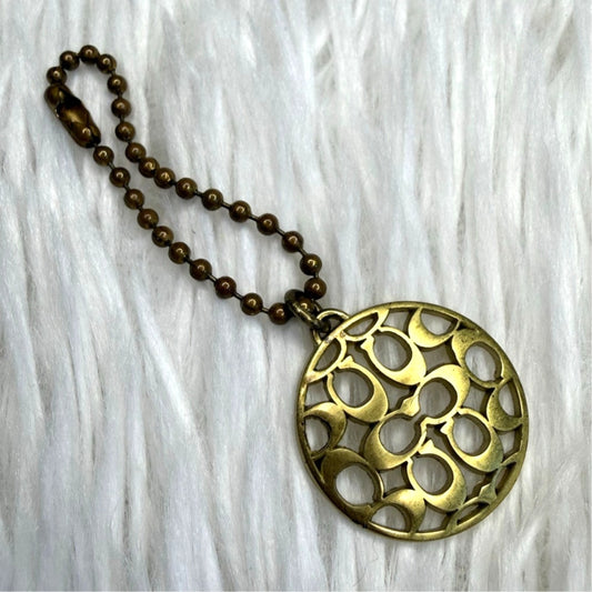 1.5" COACH Round Script Metal Fob Bag Charm Hang tag Hangtag