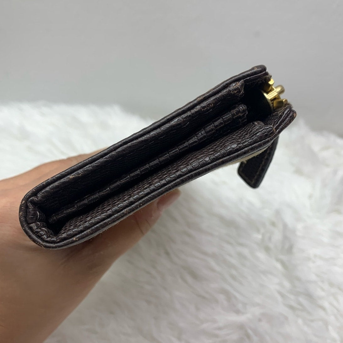 COACH  Julia Khaki Brown Op Art Slim Zip Wallet