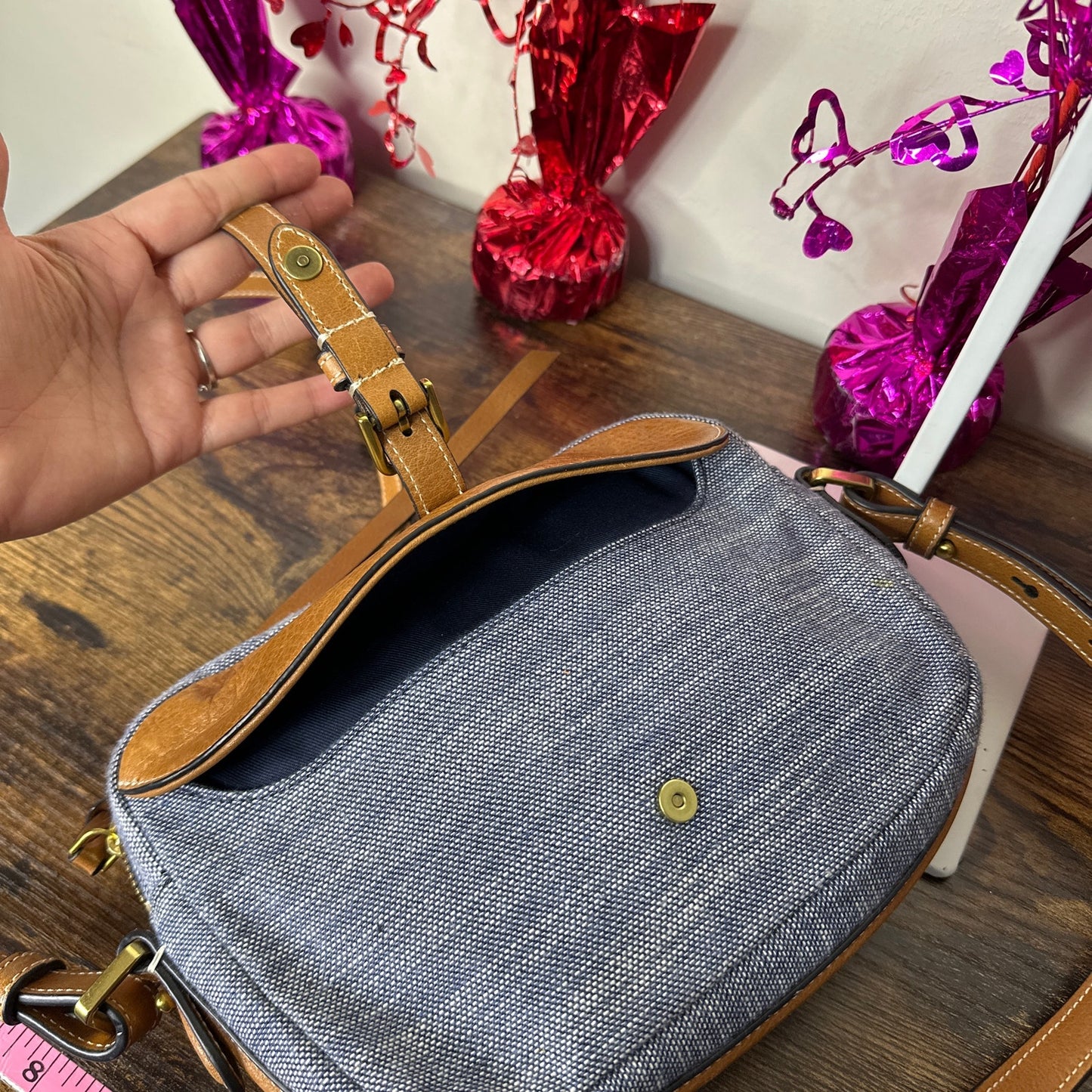 SALE FOSSIL Denim Kendall Crossbody Chambray